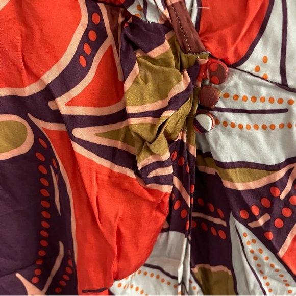 Anthropologie brown and orange floral print midi dress 20955 - Picture 11 of 15